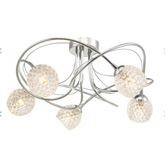 Onawa 5 Light Semi Flush Polished Chrome Dimpled Glass